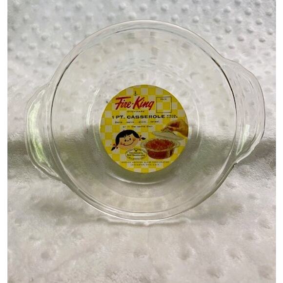 Vintage Fire-King (H-405) Ovenware 1pt. Casserole Dish, Knob Cover (1960s)-NEW - Picture 8 of 9